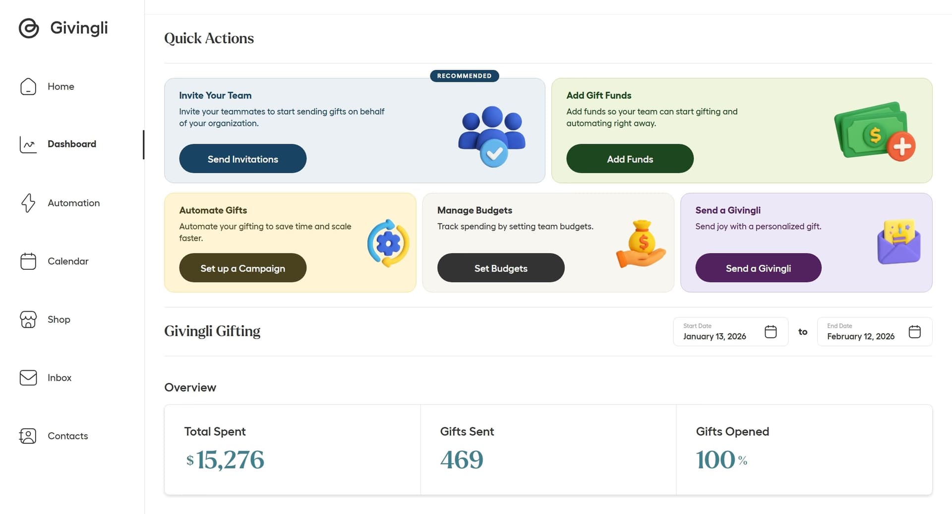 Givingli Pro Dashboard