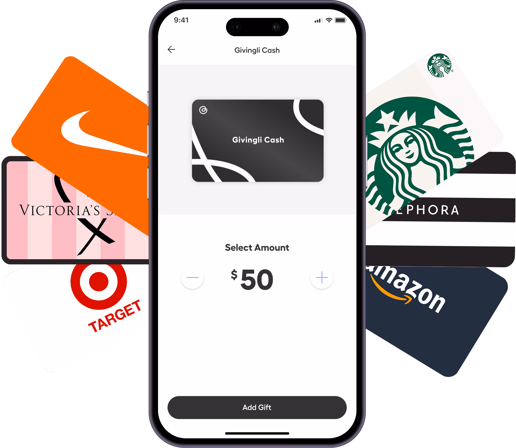 Givingli Cash phone mockup