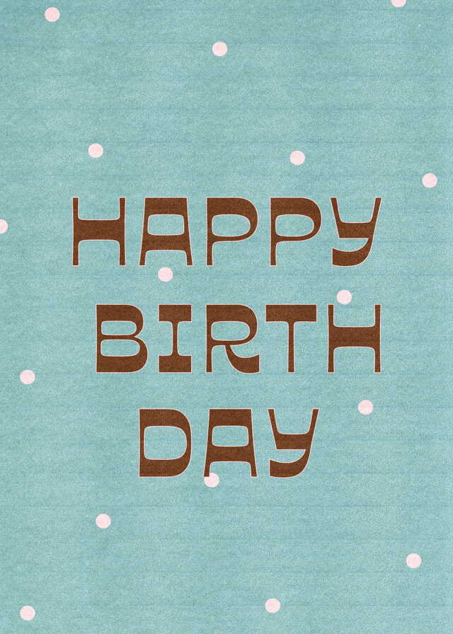 Happy Birthday Blue Brown Polka
